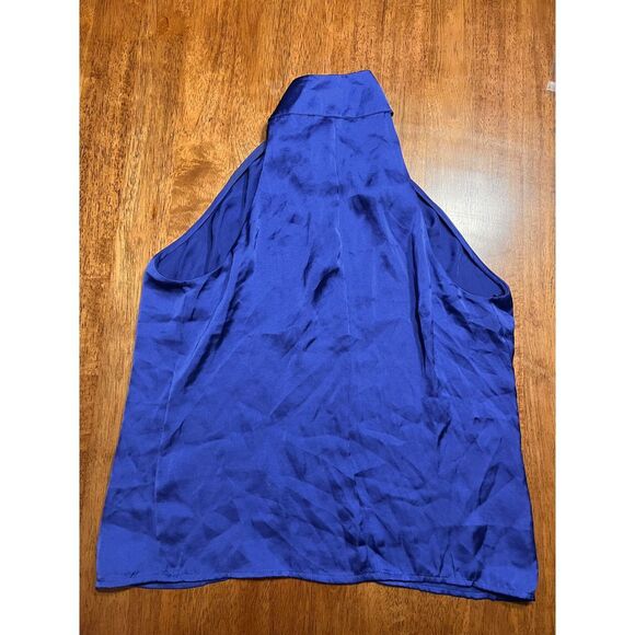 Sincerely Jules Royal‎ Blue Sleeveless Silk-Like Wrap Blouse Top Size Small F55 - Picture 2 of 4